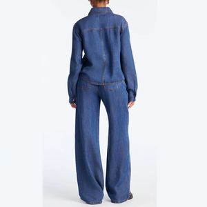 Ensemble de costumes en jean pour femmes, prix de gros, ensemble 2 pièces uni, respirant, séchage rapide, décontracté, été, haute qualité, nouvelle arrivée - Product Image 4