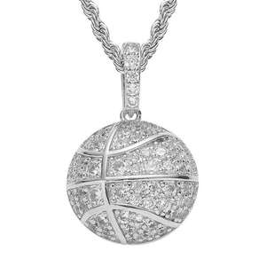 Pendentif de basketball avec pierres en moissanite, finition or jaune massif, style Iced Out, pendentif unisexe, aspect diamant - Product Image 3