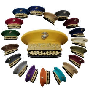 Custom Polyester OEM ODM Peak <b>Cap</b> with Gold Embroidery Design Formal Uniform Hat Classic Visor <b>Cap</b> <b>for</b> <b>Men</b> Custom Headwear - Product Image 1