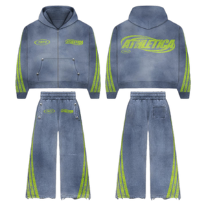 Conjunto Deportivo Unisex Athletica, Sudadera con Capucha y Cremallera, Pantalones Anchos, Logotipo Estampado 2021, Estilo Deportivo, Largo Completo, Ropa de Otoño - Product Image 1