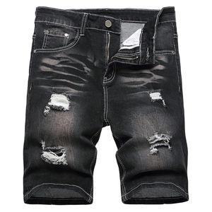 Shorts en jean bleu clair pour hommes, décontractés, mi-longs, avec ceinture élastique, pour l'été, pour l'extérieur, à la mode, avec poches - Product Image 1