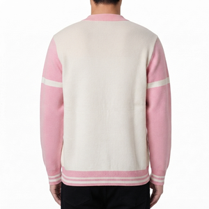 <b>Custom</b> Autumn Winter Sorority Sweater Greek Apparel White Pink V Neck Cardigan Breathable Stylish Knit Wear for Women - Product Image 4