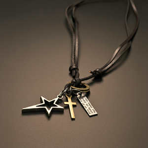 Titanium Number Pendant-1.5-Inch Pure Stainless Steel Star <b>Cross</b> Charm with Adjustable Leather Rope for <b>Men</b> & Boys - Product Image 5