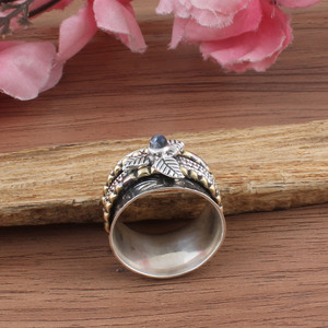 Anillo Clásico de Plata de Ley 925 con Engaste de Turquesa Natural Hecha a Mano, Joyería con Piedra Preciosa de Fuego, Anillo de Boda, Piedra de Nacimiento de Junio - Product Image 2