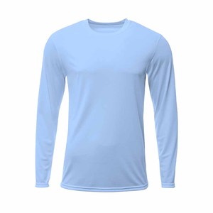 Men's long Sleeve Crew Neck T-Shirt Regular Fit Solid Color Quick Dry Knitted Polyester Casual Shirt - Product Image 3