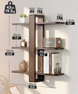 Estantes Flotantes de Pared con Acabado en Nogal, 3 Niveles, Estilo Moderno de Mediados de Siglo, Estante de Pared para Sala de Estar, Dormitorio, Baño, Almacenamiento - Product Image 6