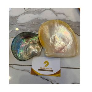 Assiette de service en coquille d'huître naturelle pour gâteaux, vaisselle de couleur dorée naturelle, design portrait, style américain, pour fêtes - Product Image 1