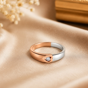 Anillo de Diamantes en Oro Rosa de 14K para Mujer |   Anillo Delicado y Elegante de Dos Tonos de 0.15TCW, Joyería Minimalista de Lujo para Aniversario, Regalo - Product Image 3