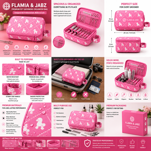 กรรไกรตัดขนสัตว์เลี้ยง FLAMIA JABZ  ใยไฟเบอร์รักษ์โลก ลายสุนัขสีดำ ขนาด 10x7.5 นิ้ว พร้อมกระเป๋าเดินทางทันสมัยกันน้ำ - Product Image 5