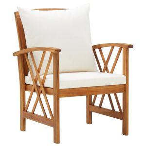 Ensemble de salon de jardin en bois d'acacia massif, blanc crème, de taille moyenne, durable et élégant - Product Image 6
