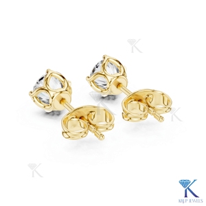 Lab Grown Diamond Solitaire <b>Stud</b> Earrings Crown Tulip Setting 14K 18K Solid Gold Women's Jewelry Wedding Party Bridal - Product Image 4