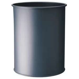 Trash Can In Elegant Black Cylindrical Metal Paper Basket With Gold Greek Key Pattern Decorative Indoor Waste <b>Bin</b> Household Use - Product Image 4