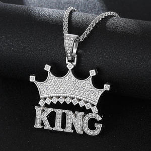 Pendentif Couronne Royale avec Pierres Moissanite en Argent 925 Plaqué Rhodium Style Hiphop pour Homme Cadeau Fête - Product Image 4