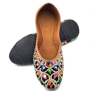 Zapatos Khussa de Boda para Mujer, Khussa Bordados a Mano, Planos para Interiores, Ligeros, de Colores Mixtos, Diseños Personalizados - Product Image 4
