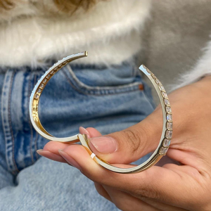 Bracelet Moissanite Baguette Tennis Cuff Or Argent Jonc Ouvert Scintillant Luxe Bijoux Femme Élégant Mode Cadeau Mariage - Product Image 4