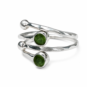 Bague ajustable en péridot vert naturel pour femme, en argent sterling 925, avec pierre précieuse, faite à la main, bijoux fins, certifiée pour mariage - Product Image 1