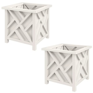 Jardinière carrée blanche moderne pour l'extérieur, pour jardin, fleurs, plantes vertes, design minimaliste, matériau PP - Product Image 3