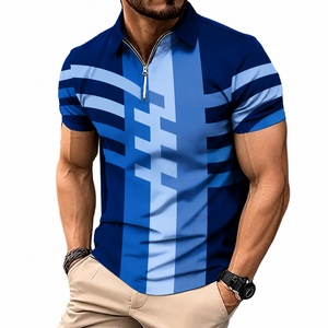 Custom Mens Quarter Zip Polo Shirt Performance Golf Polo Moisture Wicking Sublimation Sportswear OEM Manufacturer - Product Image 1