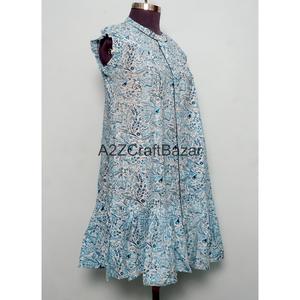 Vestido Mini de Algodón 100% para Mujer, Casual, con Mangas Acampanadas, Cuello Redondo, Estampado Floral, Ecológico, Cintura Natural, para Oficina, Verano - Product Image 4