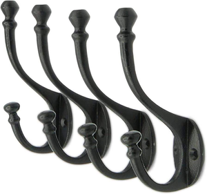 Handcrafted iron <b>wall</b> hanger with hooks for hanging clothes jackets handbags scarves belts towels keys - Product Image 1