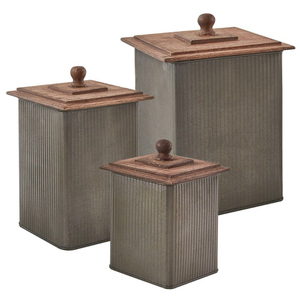Juego de 3 recipientes galvanizados para azúcar, té y café, caja de almacenamiento para cocina, juego de recipientes decorativos para encimera con tapa - Product Image 3