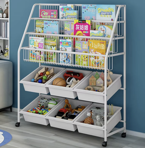 Étagère de rangement pour jouets d'enfants OEM/ODM Vietnam, bibliothèque en métal, organisateur de boîtes en plastique, bibliothèque avec roulettes - Product Image 4