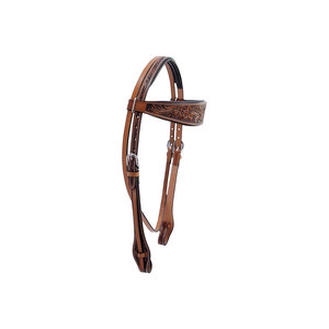 Têtière en cuir PU marron avec accents en nylon tressé en maille élastique et ferrures argentées - Product Image 3