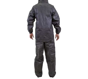 Combinaison de pluie imperméable en polyester noir pour homme, manches longues, à capuche, coupe-vent décontracté, respirant et résistant au vent - Product Image 2
