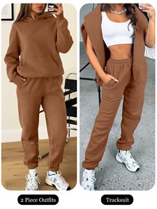 Ensemble jogging en coton pour femmes, confortable, deux pièces avec sweat à capuche et pantalon, vêtements décontractés, vêtements élégants pour tous les jours - Product Image 4