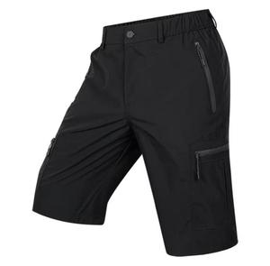 Shorts cargo pour hommes, taille mi-haute, séchage rapide, couleur unie, décontractés, avec poches zippées, logo avant, coupe-vent - Product Image 6
