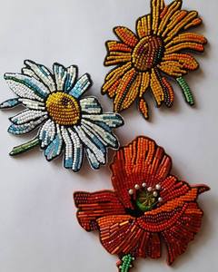 Gorgeous Embroidered Beaded <b>Earrings</b> with Colorful Handmade Patterns and Stylish Traditional Craftsmanship for Women - Product Image 1