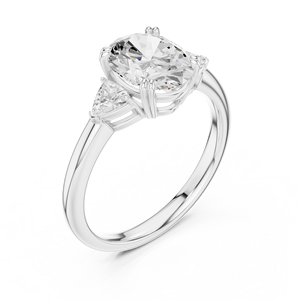 แหวนหมั้นทองคำ 14K หรูหรา ได้รับการรับรองจาก IGI เพชรเพาะเลี้ยง 2 กะรัต E VS1 รูปทรงวงรี และเพชรทรงไตรลิออนด้านข้าง สำหรับวันครบรอบแต่งงาน - Product Image 6