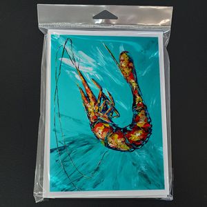 Whimsical A7 Size 5x7 Blank <b>Note</b> <b>Cards</b> Pack 8 Shrimp Teal <b>Greeting</b> <b>Cards</b> Envelopes Shrimp Teal Design for Personal <b>Notes</b> - Product Image 3