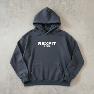 Sweat à capuche zippé oversize pour homme Rexfit Sport, en coton épais, broderie personnalisée, effet délavé, coupe ample - Product Image 1