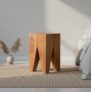 Ara Handmade Eco-Friendly Wooden <b>Stool</b> Crafted Minimalist Teak Wood Soft Touch Natural Coating for Entry <b>Workshop</b> Modern - Product Image 1