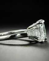 Bague de fiançailles solitaire de luxe en diamant de laboratoire taille Asscher avec placage rhodium et certification IGI pour femme, bijoux de mariage