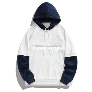 Usine directement en gros hommes Hoodies personnalisés épissage pull gaufrage impression fermeture éclair brodé Techniques pas cher - Product Image 1