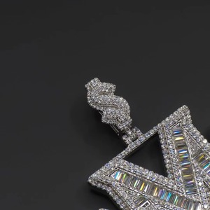 Moissanite Baguette Diamond Iced Out <b>Pendant</b> 925 Sterling <b>Silver</b> Fashion Jewelry Custom Letter Name <b>Initial</b> <b>Pendant</b> For Men - Product Image 4