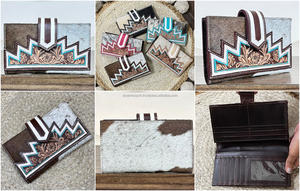 Nueva Llegada, Cartera de Cuero Genuino para Mujer, Diseño Floral con Pelo de Vaca, Monedero, Tarjetero - Product Image 3