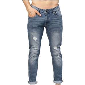 Pantalones Vaqueros de Mezclilla con Diseño Lavado de Estilo Moderno para Hombre, Ajustados, de Pierna Ancha, a la Moda, Hechos a Medida, Transpirables - Product Image 1