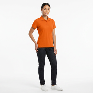 Men's <b>Orange</b> Short Sleeve <b>Polo</b> Shirt 100% Cotton Knitted Breathable Solid Casual Style Regular Fit - Product Image 3