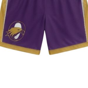 Shorts de lacrosse unisexe violet et or sublimés, légers en polyester, réversibles, pour l'entraînement et les matchs sportifs - Product Image 6