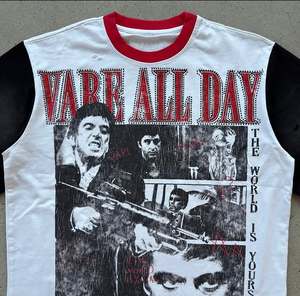 T-shirt personnalisé pour homme, coupe ample, manches courtes, imprimé graphique vintage, détail de manches contrastées, coton premium, streetwear - Product Image 2
