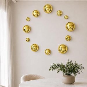 Juego de Adornos Circulares de Pared Chapados en Oro, Diseño Geométrico Abstracto Decorativo Minimalista de Colocación Irregular - Product Image 3