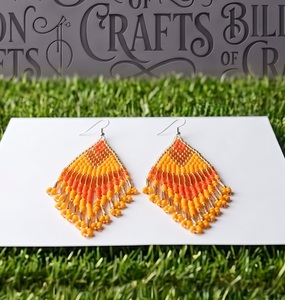 Billion Crafts Summer Resort Bohemian Geometric Miyuki Glass <b>Bead</b> <b>Fringe</b> Earrings Metallic Cap Cascade Tassel Dangle Party Jewel - Product Image 4
