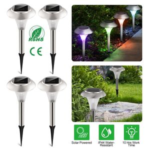 4 packs de lampes solaires étanches IP44 à changement de couleur pour allées, lampes de paysage pour jardin extérieur, éclairage de pelouse 10 heures sur 24 - Product Image 2