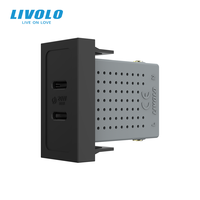 USB-2C Wandsteckdose mit Funktionstaste, Doppel-USB-C-Ausgang, Stromsteckdosenmodul mit 2 Anschlüssen für den Heimgebrauch, Weiß, 22,5mm*45mm