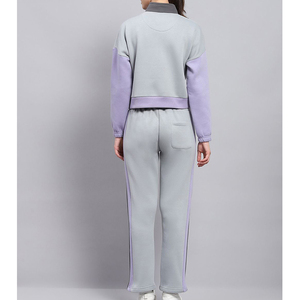ชุดวอร์มผู้หญิงแบบ Color Blocking เสื้อฮู้ดซิปครึ่งตัวพร้อมกางเกงรูดเชือก สวมใส่สบายๆ ในฤดูใบไม้ร่วง แขนยาว ทรงปกติ - Product Image 4