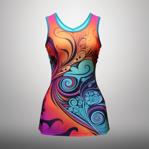 Robe de netball personnalisée en tissu 95% polyester 5% élasthanne rouge orange - Product Image 4