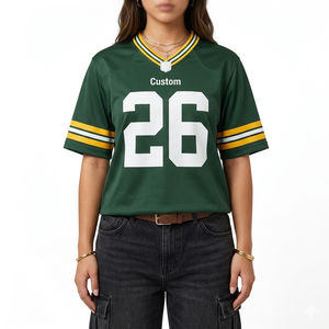 Maillot de football américain unisexe à col en V en mesh, uniforme d'équipe, coupe classique, manches courtes, fabricant OEM en gros - Product Image 4